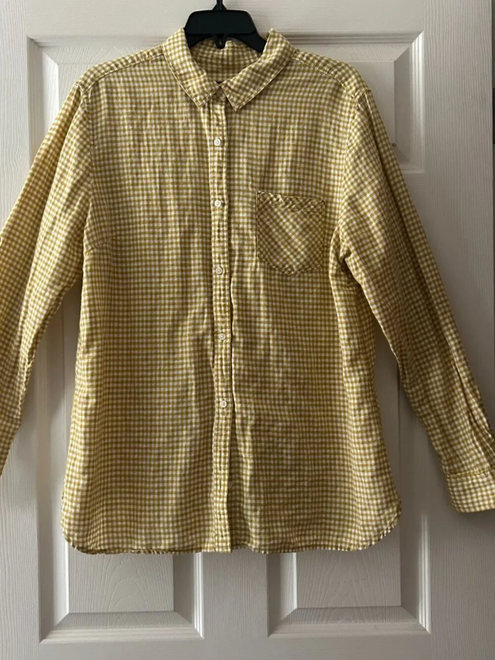 Banana Republic Mens Linen Blend Gingham Check Long Sleeve Size XL Button Up